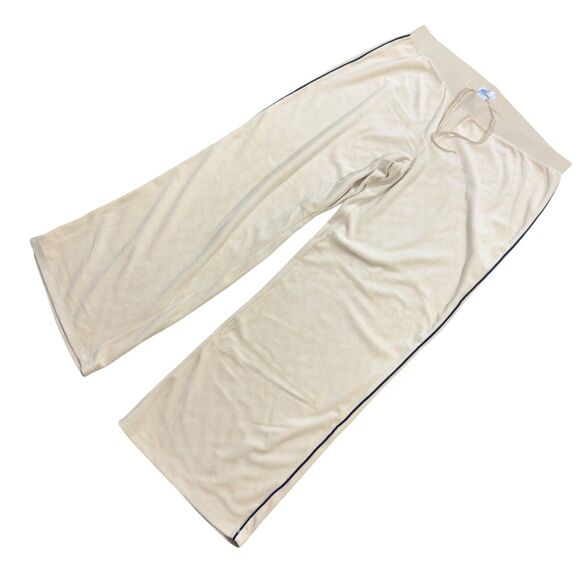 JLO Jennifer Lopez Sweatpants Women's 2X Ivory Wide Leg Quartz Side Piped Lounge - Picture 2 of 8